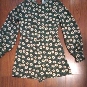 Zara Green Floral Women's Shorts Jumpsuit